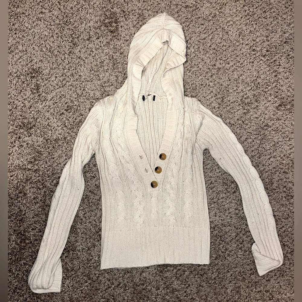 Cream cable knit 1/4 sweater